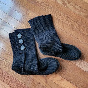 UGG Black Classic Cardy Knit Wool Boot